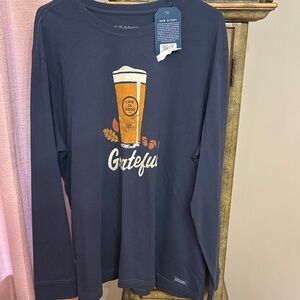Life Is Good Dark Blue Grateful Beer Graphic Shirt men’s